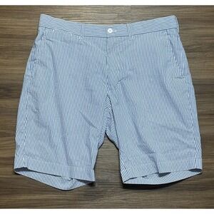 Polo Golf Ralph Lauren Men's Seersucker Blue White Striped 10" Shorts Sz 34